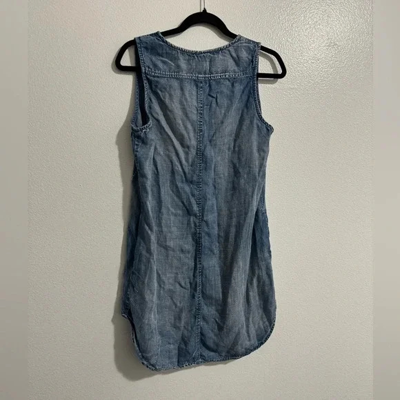 Cloth and stone women mini medium wash denim tunic dress v neck size medium blue - Picture 3 of 3